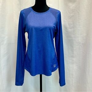 Under Armour Heathered blue long sleeve mesh cut-out back T-shirt Sz M